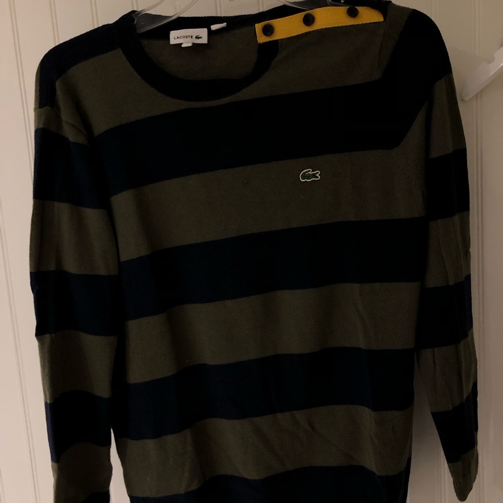 Boys Striped Lacoste Knit Sweater Size 14 (Large)
